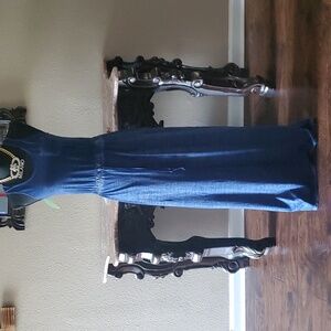 DEREK HEART RACER BACK DENIM MAXI DRESS BOTH SIDE SLIT SIZE SMALL